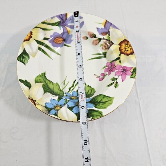 Emeiald White Floral Print Large Rimmed Ceramic Soup Salad Bowls – Set of 4 - Picture 15 of 16